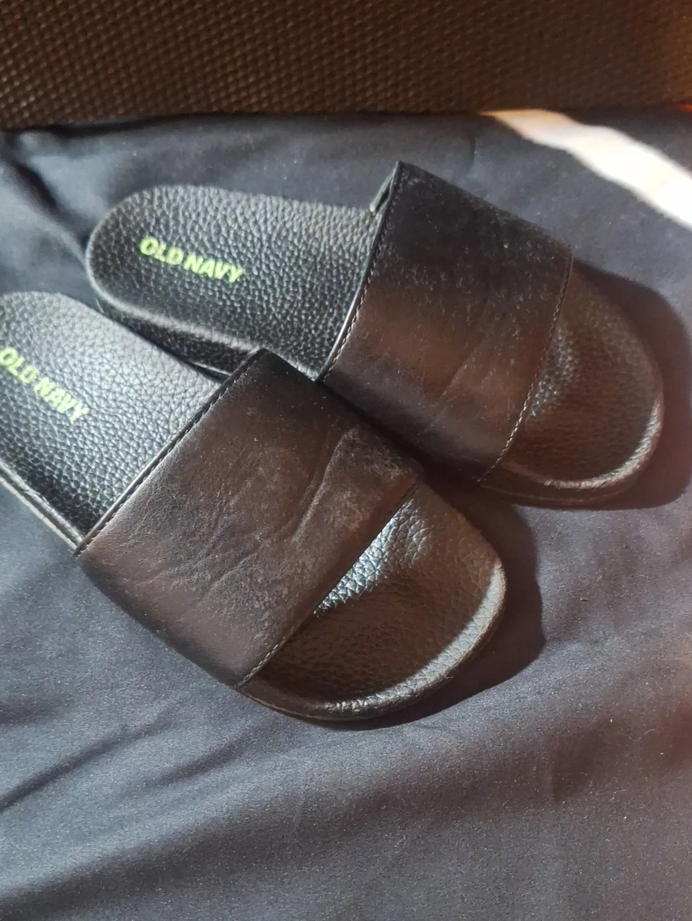 Old Navy Kids Black Slide Sandals with Textured Footbed
